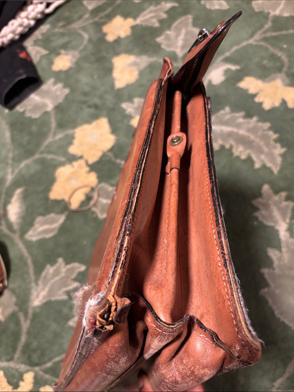 Men's Tan Leather Briefcase with Top Handle - Picture 7 of 16